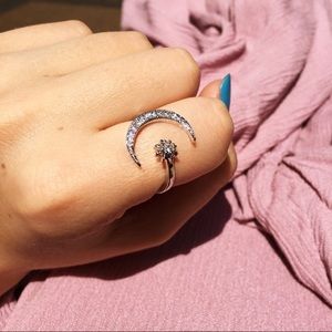 Sterling Silver Moon and Star Ring